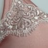 Shell pink satin with white lace