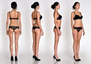 Many woman figures full lengh from all angles in underwear
