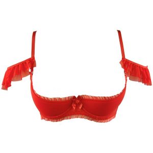 Open Cup Bra Red